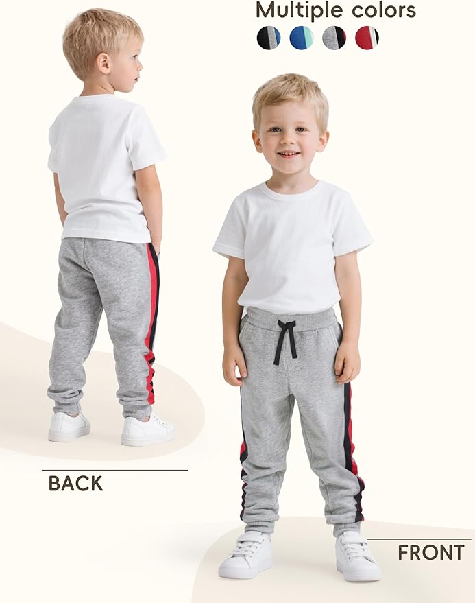 4 Pack Toddler Boys Sweatpants Cotton Baby Kids Joggers Toddler Boys Girls Sweatpants with Pocket Drawstring