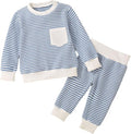 Toddler Baby Boy Fall Clothes Waffle Outfit Long Sleeve Color Blocking Sweatshirt Pullover Jogger Pant Set