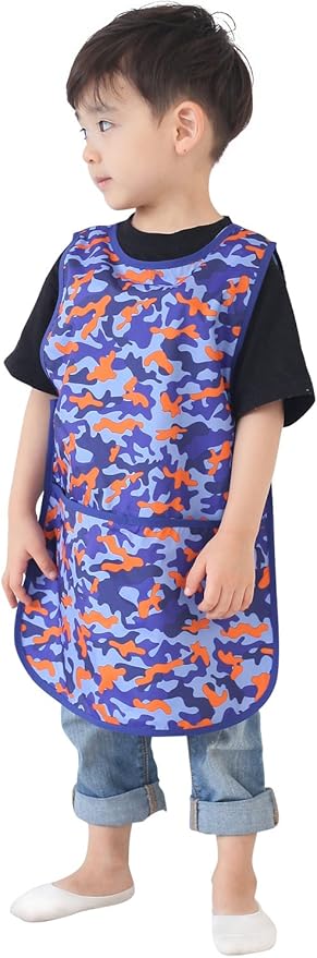 Kids Painting Apron – Waterproof Art Smock for Toddlers & Preschoolers, Messy Play, Baking, Crafts, Cooking, Mealtime