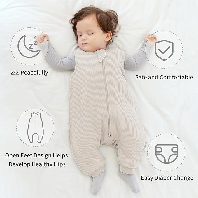 Rayon Made from Bamboo Toddler Sleep Sack with Feet 3t-4t 1.0 Tog Breathable Sleep Sack 36-48 Months Ultra Soft Baby Wearable Blanket with Legs Unisex Sleeping Bag with 2-Way Zipper