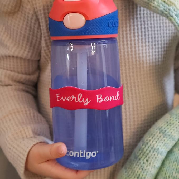InchBug Orbit Labels Baby Bottle and Water Bottle Silicone Name Bands – Personalized Reusable Label Set for Daycare, Sippy Cups, Preschool, Elementary School, Dishwasher Safe, 4-Pack (Lullaby Blue)