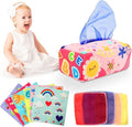 Baby Tissue Box - Montessori Toys for 6-12 Months, 1 Year Old - Soft Stuffed High Contrast Crinkle Infant Sensory Toy, Boys&Girls Toddler Early Learning Baby Gifts