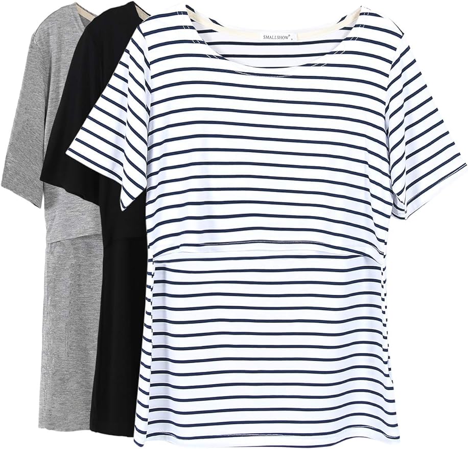 Smallshow Women's Maternity Nursing Tops Short Sleeve Breastfeeding Clothes