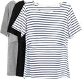 Smallshow Women's Maternity Nursing Tops Short Sleeve Breastfeeding Clothes