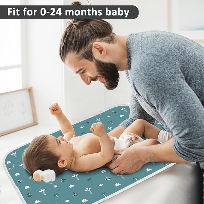 Baby Diaper Changing Pad, 21 5/8" x 31.5" Waterproof Changing Pad Liners - Reusable Soft and Absorbent Portable Changing Mat(Tree1PCS)