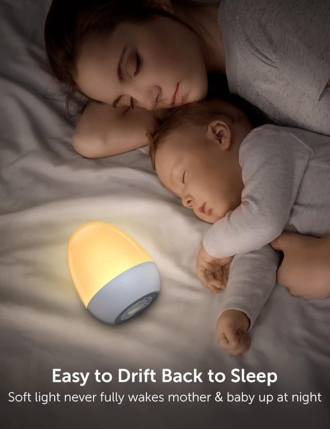 Baby Night Light for Kid, Portable Egg Nightlight with Stable Charging Pad, Touch Nursery Night Lamp for Breastfeeding, Toddler Night Light for Bedroom, Timer Setting, ABS+PC, White-2