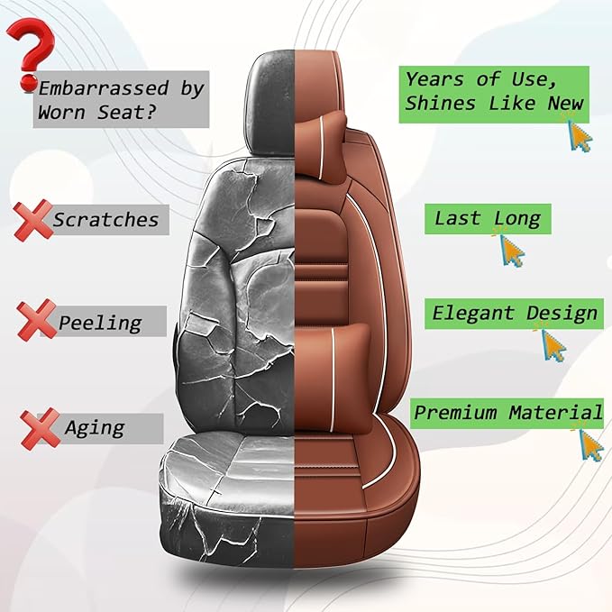 Car Seat Covers for Chevy trax 2015-2025 | 5-Seats Seat Covers, Waterproof Seat Protectors, Automotive Seat Covers (Full Set with Pillow,Coffee)