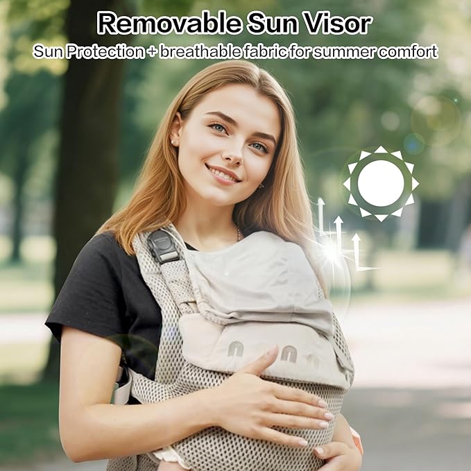 Rainbow Baby Carrier Newborn to Toddler, Breathable Mesh Baby Carrier with Adjustable Waist Rotary Knob, Enhanced Lumbar Support, Ergonomic, Sunshield,Lightweight Infant Carrier for 7-33 lbs