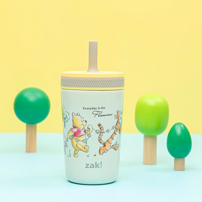 Zak Designs Disney Winnie the Pooh Kelso Toddler Cups For Travel or At Home, 12oz Vacuum Insulated Stainless Steel Sippy Cup With Leak-Proof Design is Perfect For Kids (Winnie the Pooh & Friends)