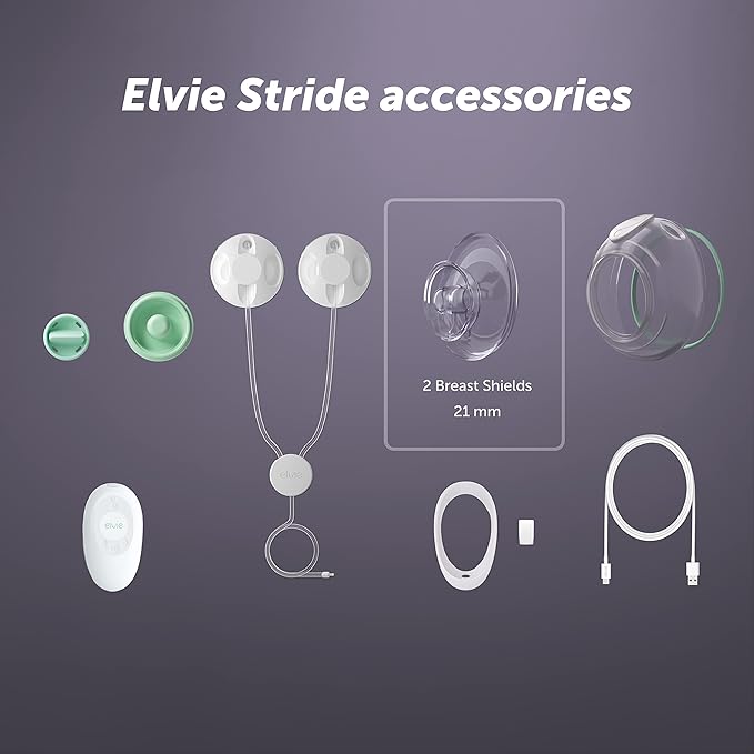 Elvie Stride Breast Pump Breast Shield - 21mm - Nipple Flange for Pumping Breast Milk - Accessories & Breastfeeding Essentials for Electric Pumps - BPA Free, Dishwasher Safe - 2 Pack