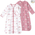 Baby Sleep Sack 18-24 Months, Long Sleeve Baby Wearable Blanket 0.5 Tog with Mittens, 2-Way Zipper Toddler Cotton Sleeping Sack for Boy and Girl Pink Rainbow 2 Pack(XLarge)