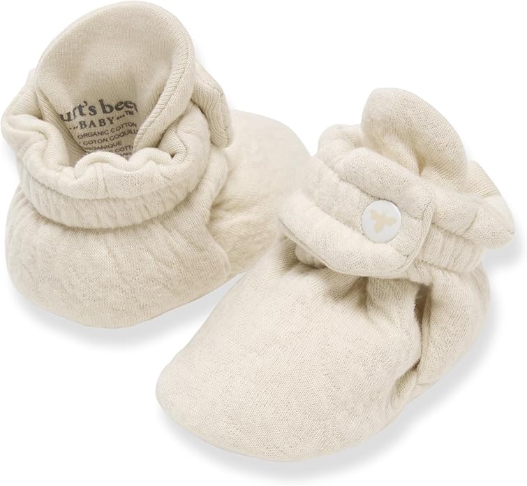 Burt's Bees Baby Unisex Booties Organic Cotton Newborn Essentials Shoes for Infants