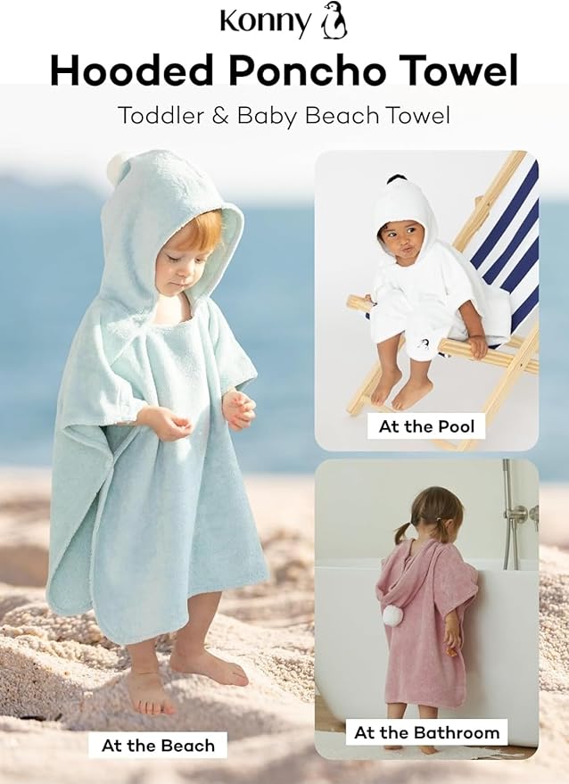 Konny Baby Hooded Towel Rayon from Bamboo Cotton Baby Bath Beach Towel Hooded Poncho, Oeko-TEX, Ultra Soft & Quick-Dry, Newborn Boys Girls Toddler (Beige, Small)