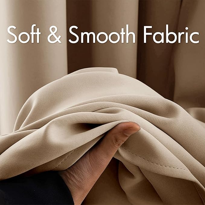 MIULEE Blackout Curtains 95 Inches Long for Bedroom Living Room Thermal Insulated Room Darkening Grommet Top Solid Light Blocking Drapery Set of 2 Window Panels Beige