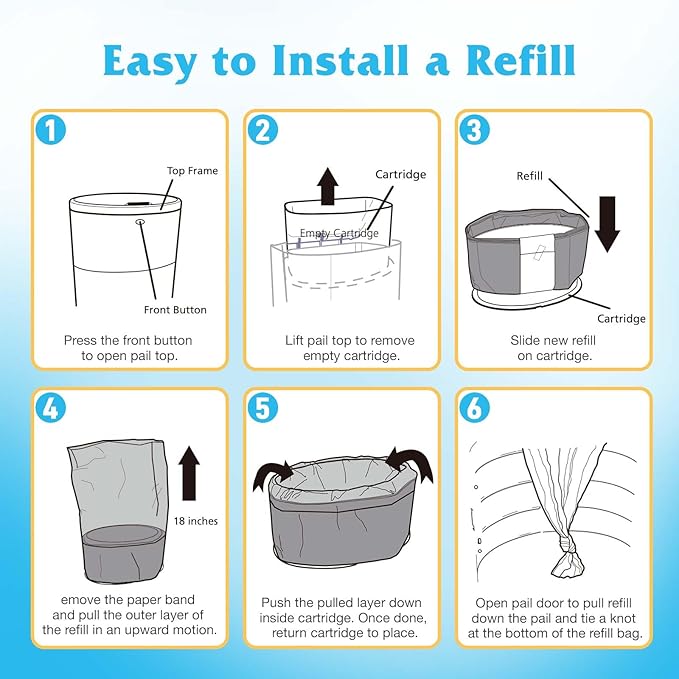 5 Pack Diaper Pail Refill Bags Compatible with Dekor Plus Diaper Pail, 40% Extra Length Refills Holds up to 3770 Diapers, Thickened Multi-layer Odor Control (Baby Scent)