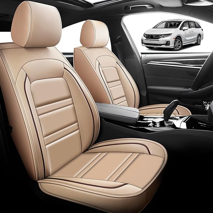 Seat Cover for Honda Odyssey 2005-2025 | Car Seat Covers Front Seats, Waterproof Seat Protectors, Automotive Front Seat Covers (Front Seat, Beige)