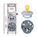 BIBS Colour Liberty Soother 2-Pack, BPA Free Dummy Pacifier, Round Nipple. Natural Rubber Latex, Made in Denmark, Size 1 (0-6 Months), Bobo Dusty Blue Mix