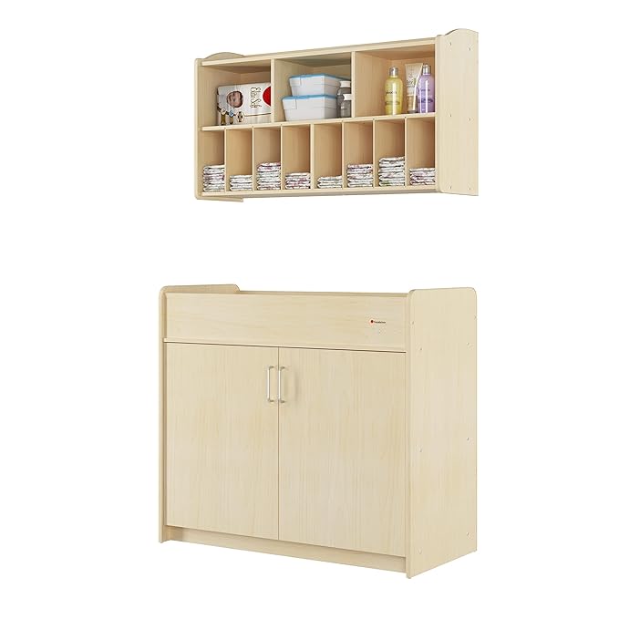 Foundations Wall-Mounted Diaper Organizer for Daycares, 3 Large & 8 Small Storage Compartments, Wood Construction, Maximum Durability