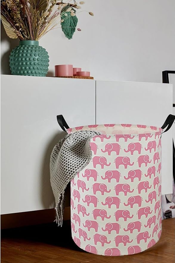 Round Laundry Hamper Storage Basket Laundry Organizer Hamper Storage Bins Clothes and Toys Box Nursery Hamper Gift Basket For Kids with Handles