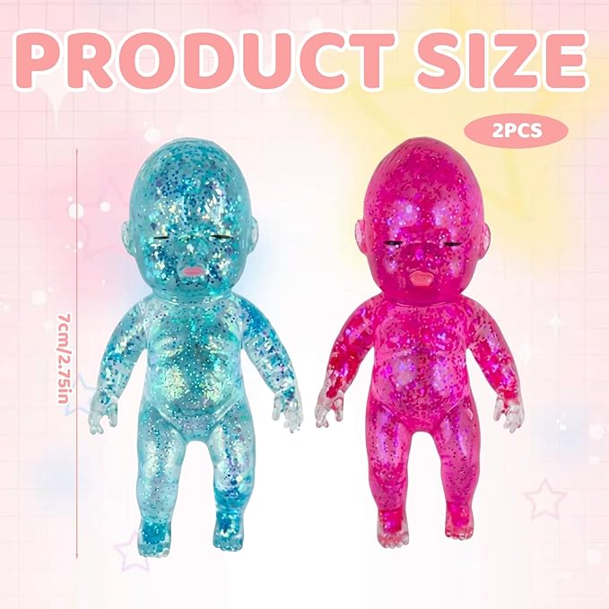 2 PCS Sugar Swabs Babies Squishy, Soft Sensory for Babies, Blue and Pink Squishies Babies for Sensory Play, Mood Relief and Fine Motor Skills Development, Sugar Swabs Babies Squishy Sensory
