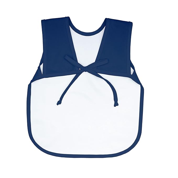 BapronBaby Minimalist Navy Blue Bapron - No Neck Tie Safer Bib for Baby & Toddler - Soft Waterproof Stain Resistant - Machine Washable - Sz Baby/Toddler 6m-3T