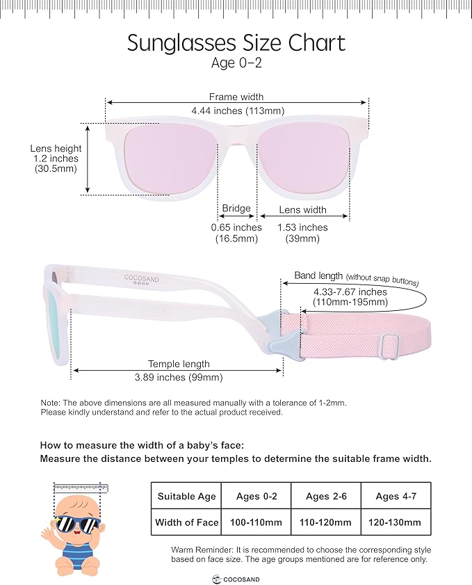 COCOSAND Flexible Baby Sunglasses with Strap Polarized UV Protection for Toddler Infant Newborn Boy Girl Age 0-24 Months