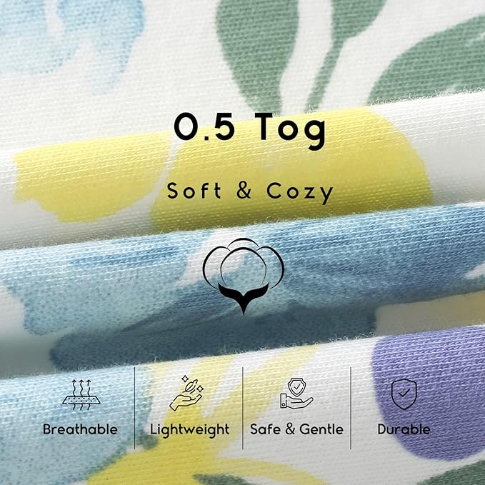 Yoofoss Baby Sleep Sack 12-18 Months 0.5 Tog Wearable Blanket for Baby, 3 Pack 100% Organic Cotton Infant Toddler Sleeping Sack 2-Way Zipper Lightweight Sleep Sack