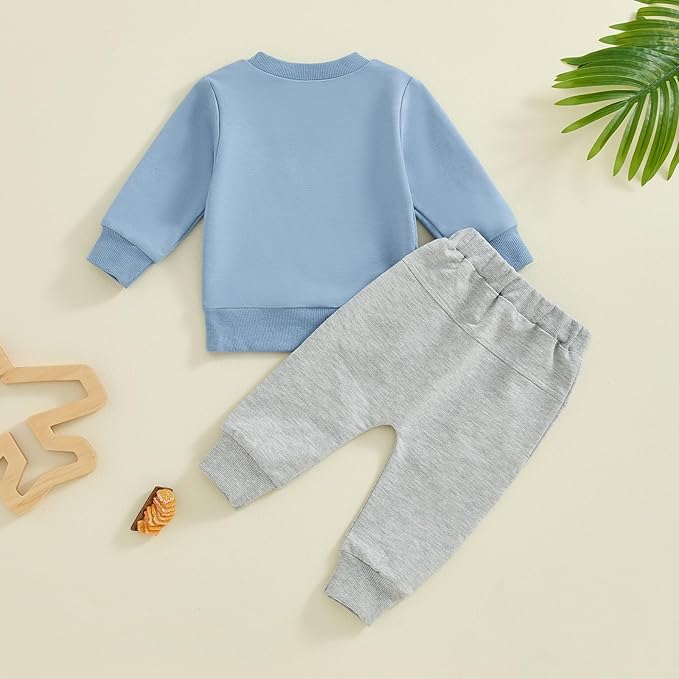 Toddler Baby Boy Fall Winter Outfit Long Sleeve Letter Print Sweatshirts and Jogger Pants Infant Boy Clothes