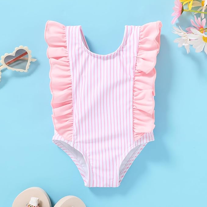 Newborn Baby Girl Ruffle Swimsuit Infant Toddler One Piece Floral Bikini Beach Bathing Swimwear Set