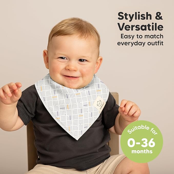 10-Pack Organic Baby Bandana Bibs for Girls - Super Absorbent Triangle Baby Bibs for Drooling and Teething Infant, 100% Cotton Extra Soft for Newborn, Infant 0-36 Months (Prism)