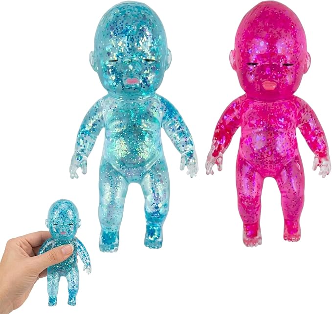 2 PCS Sugar Swabs Babies Squishy, Soft Sensory for Babies, Blue and Pink Squishies Babies for Sensory Play, Mood Relief and Fine Motor Skills Development, Sugar Swabs Babies Squishy Sensory