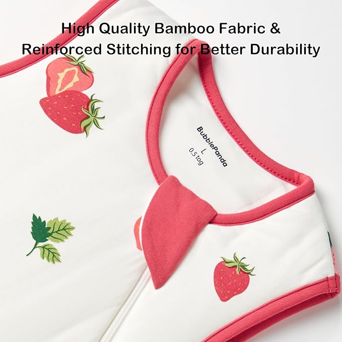 BubblePanda Rayon Made from Bamboo Sleep Sack 6-12 Months 0.5 Tog Soft Lightweight Toddler Sleep Sack for Babies 2-Way Zipper Wearable Blanket Baby 6 Months