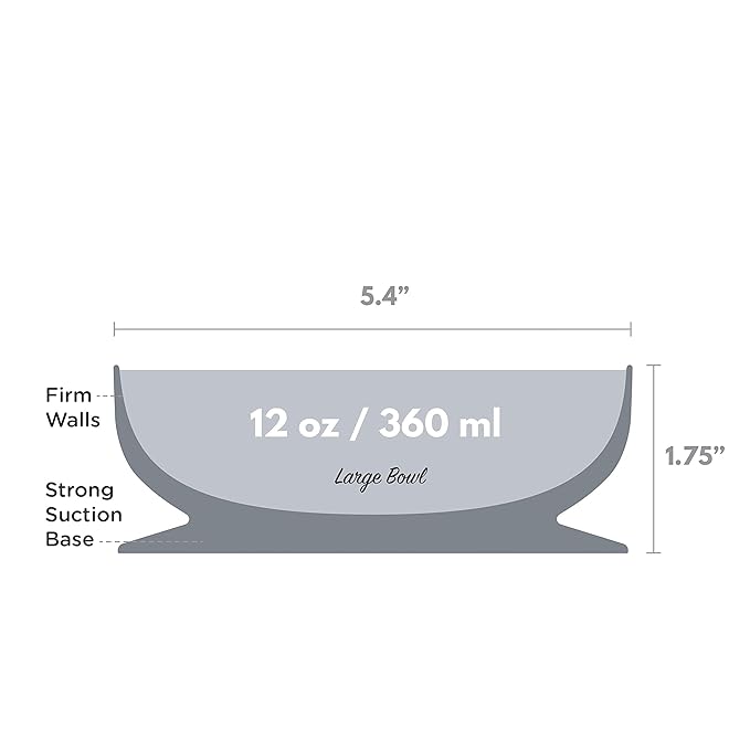 ChooMee Baby Suction Bowl | Powerful Suction Grip with Firm Bowl | Platinum Silicone, BPA Free | Large, 1 CT, Grey