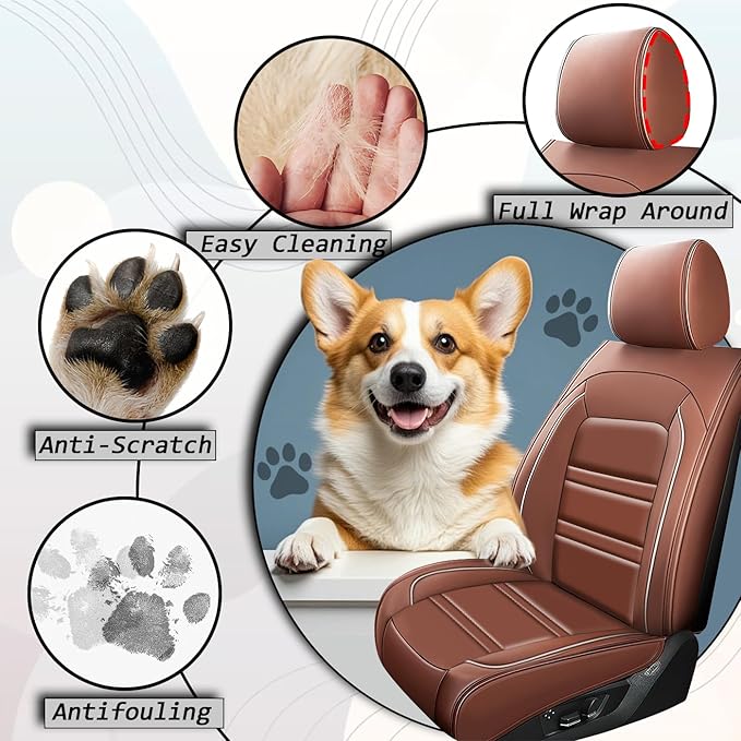 Seat Cover for Malibu 2004-2025 | Car Seat Covers Front Seats, Waterproof Seat Protectors, Automotive Front Seat Covers (Front Seat, Coffee)