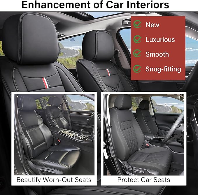 Leather Car Seat Covers Fit for LR Range Rover 2022-2025, 5 Seater Waterproof and Wear-Resistant Seat Cover Interior Accessories(Full Set,Black)