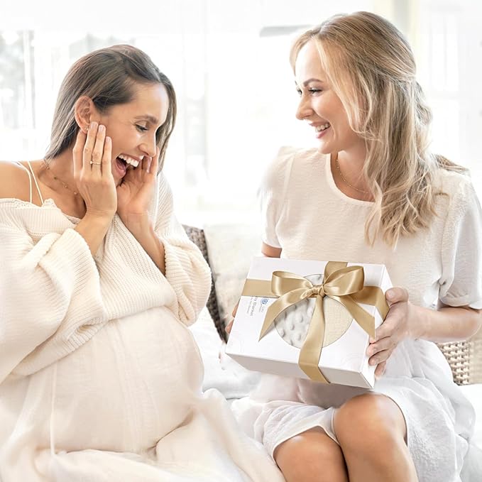 lulumoon Baby Blanket for Newborn Receiving: Minky Dot & Muslin Lightweight - Thermal Blanket Gift for Baby Shower & Hospital Welcoming 30"x40"（Ivory）