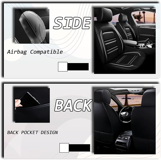 Seat Cover for Lexus Car gx470 2003-2009 | Car Seat Covers Front Seats, Waterproof Seat Protectors, Automotive Front Seat Covers (Front Seat, Black&White Line)