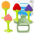 Baby Teething Toys for 0-6 6-12 Months (5 Pack) - Tinabless Food Grade Silicone Teething Mitten&Teething Relief Toys Set, BPA-Free, Freezer Safe for Infants and Toddlers, Silicone Baby Teethers(Green)