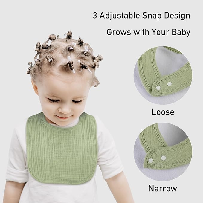 Muslin Baby Drool Bibs for Unisex Boys Girls, 6 Pack Soft Cotton Baby Bib for Teething Drooling, Essentials Shower Gift (6, Brown)