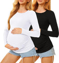 Maternity Shirts Long Sleeve Pregnancy Top for Women with Crew Neck Casual Tee Shirts