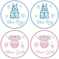 80Pcs Cute Baby Clothes Decal Stickers Roll, 2 inch Team Boy Team Girl Gender Reveal Labels, Pink and Blue Self-Adhesive Decorative Round Stickers for Brithday Baby Shower Party Supplies
