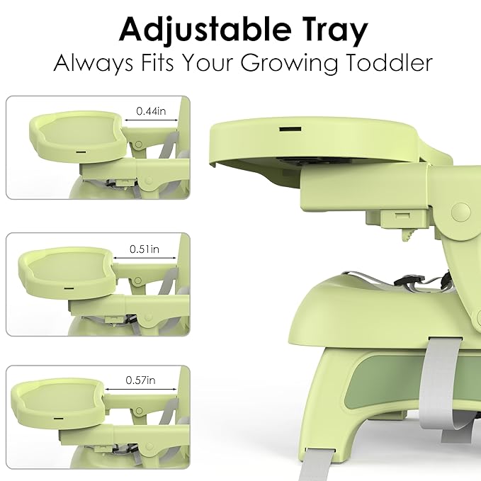 Bella's Friends 3-in-1 Toddler Booster Seat for Dining Table and Kitchen Chair with Adjustable Tray and Safety Straps, Foldable&Portable Baby Seat for Travel, Feeding, and Floor Use
