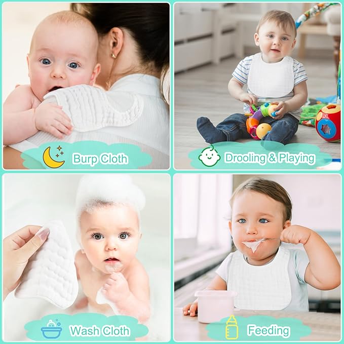 Accmor Muslin Baby Drool Bibs 6 Pack Baby Bandana Drool Bibs Soft Cotton Baby Bandana Bibs for Teething Drooling