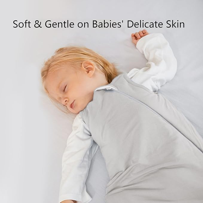 BubblePanda Rayon Made from Bamboo Sleep Sack 6-12 Months 0.5 Tog Soft Lightweight Toddler Sleep Sack for Babies 2-Way Zipper Wearable Blanket Baby 6 Months