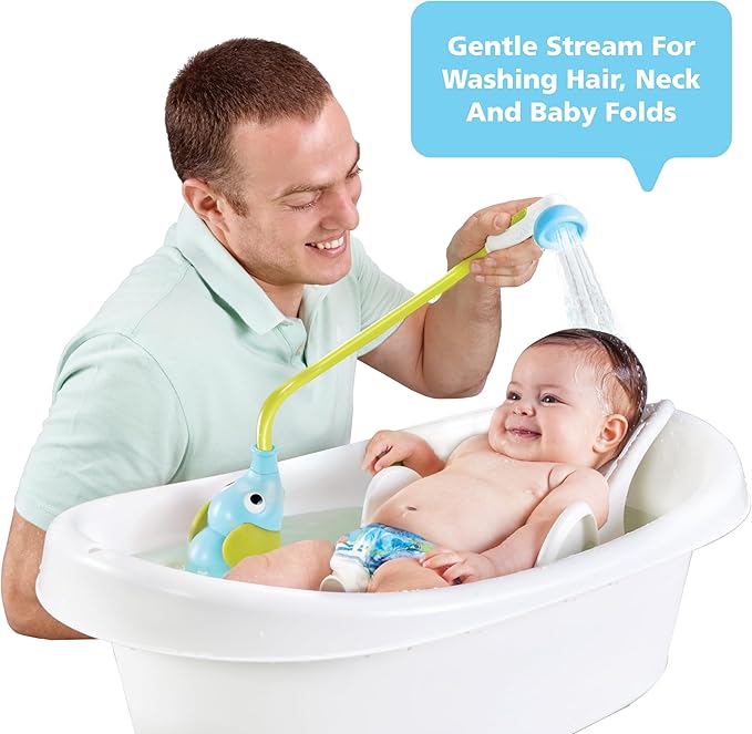 Yookidoo Baby Bath Shower Head - Elephant Water Pump and Trunk Spout Rinser - for Newborn Babies in Tub Or Sink