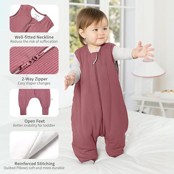 Rayon Made from Bamboo Toddler Sleep Sack with Feet 3t-4t 1.0 Tog Breathable Sleep Sack 36-48 Months Ultra Soft Baby Wearable Blanket with Legs Unisex Sleeping Bag with 2-Way Zipper