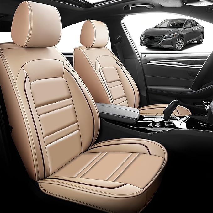 Seat Cover for Nissan Car sentra 2000-2025 | Car Seat Covers Front Seats, Waterproof Seat Protectors, Automotive Front Seat Covers (Front Seat, Beige)