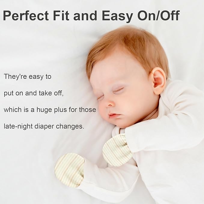 MOMSMENU Newborn Mittens No Scratch 100% Cotton Mitts Boy Girl baby mittens 0-6 months 6 Pack