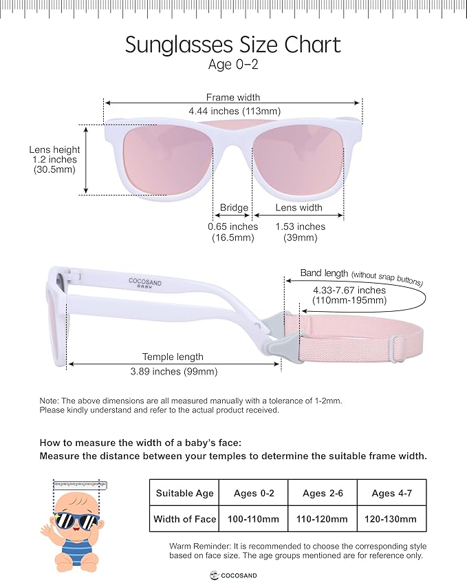 COCOSAND Flexible Baby Sunglasses with Strap Polarized UV Protection for Toddler Infant Newborn Boy Girl Age 0-24 Months