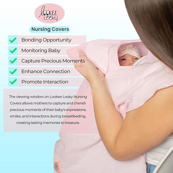 Muslin Nursing Cover for Baby Breastfeeding –Peekaboo Window -100% Breathable Cotton Privacy Nursing Shawl - Multiuse Apron for Moms